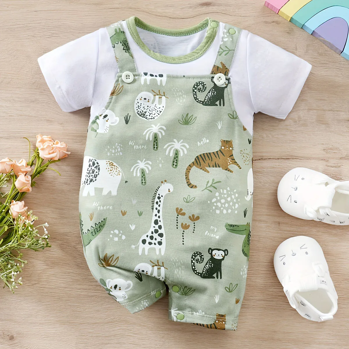 Baby Romper with Cute Animal Print