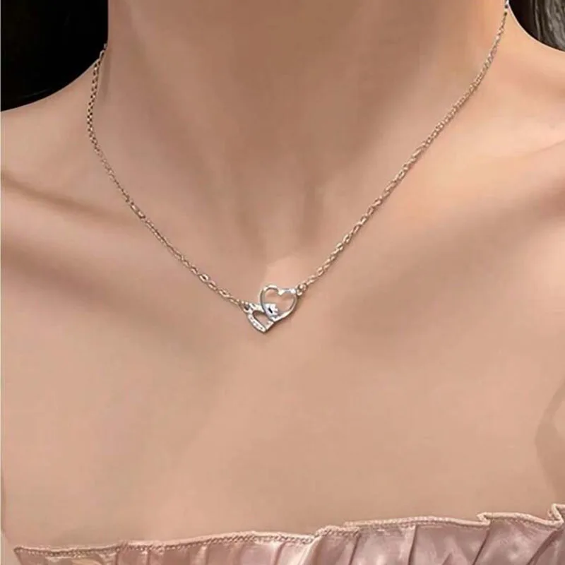 Simple Silver-Tone Heart Pendant Necklace