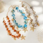 Boho Summer Asymmetric Necklace with Chain — Image 6