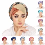 عمامة مطبوعة بضفيرة أمامية