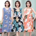 قميص نوم صيفي بأكمام نصفية وطول عند الركبة — صورة 2