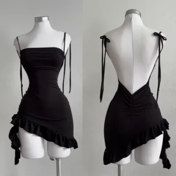 Lace Open-Back Sleeveless Summer Short Dress