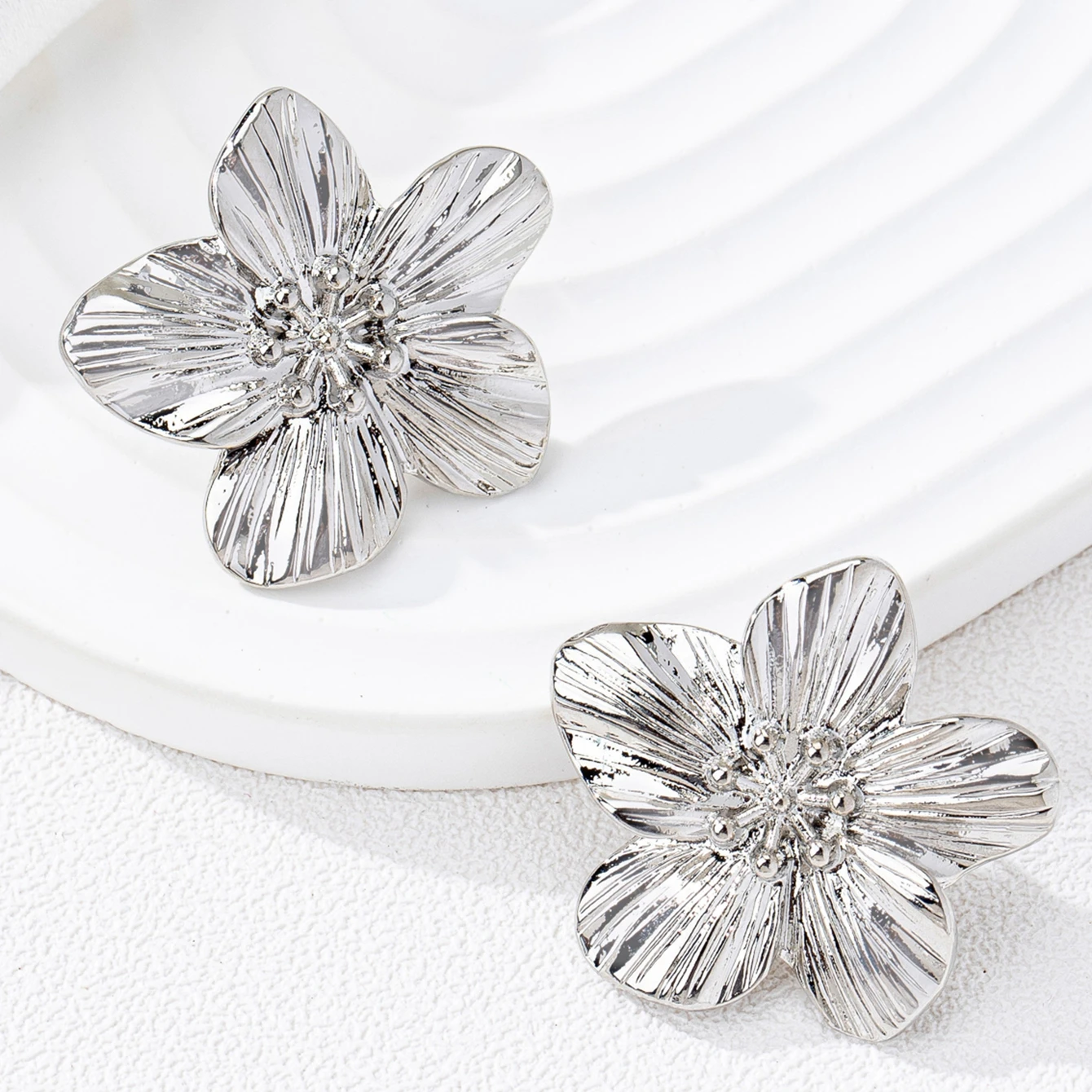 Elegant Flower Clip-On Earrings