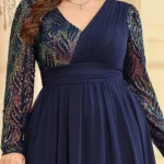Long Sleeve V-Neck Loose Chiffon Evening Dress — Image 6