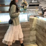 Tulle Mesh Midi Skirt with Elastic Waist — Image 6