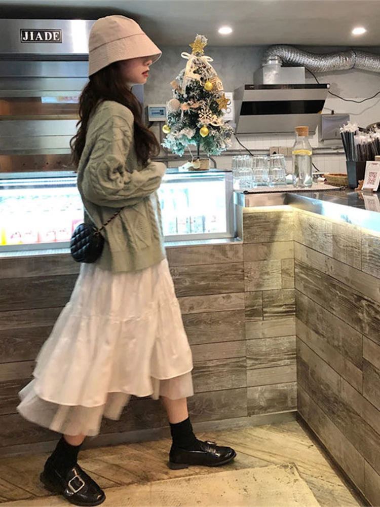 Tulle Mesh Midi Skirt with Elastic Waist