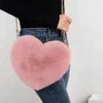 Heart-Shaped Faux Fur Handbag — Image 2
