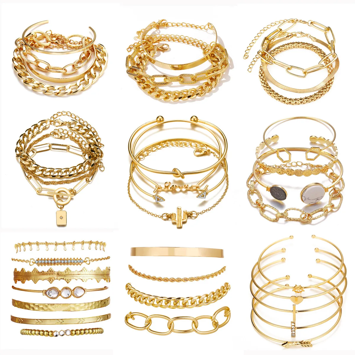 Bohemian Metal Chain Bracelet Set