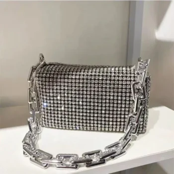 Rhinestone Purse with Chain