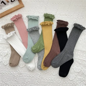Kids' Long Socks with Ruffled Edge
