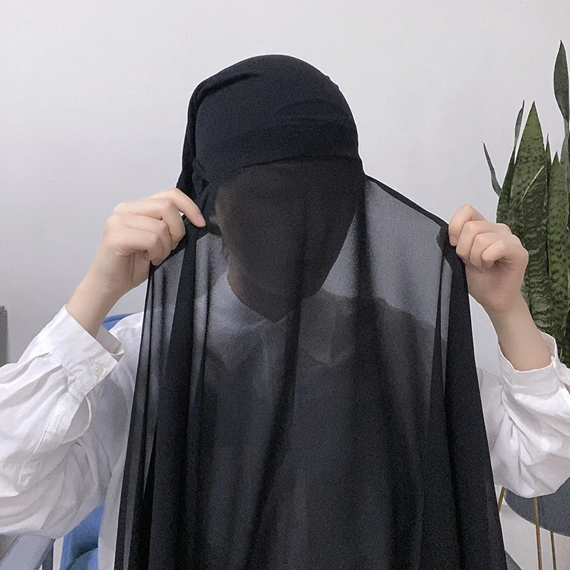 بونيه مع شال شيفون جاهز