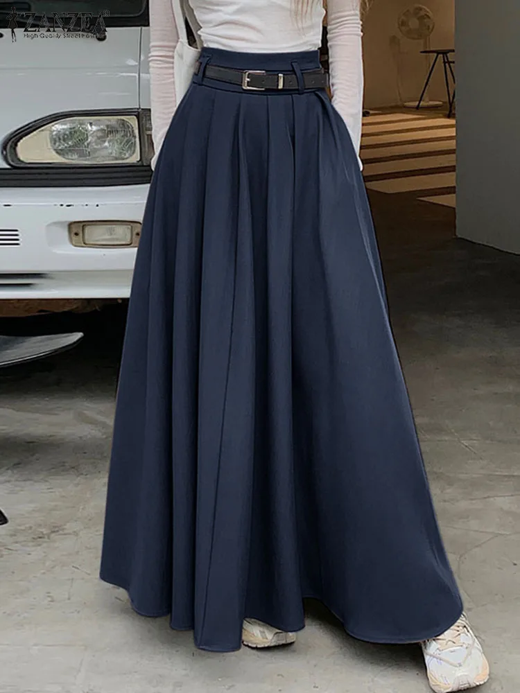 High Waist Pleated Skirt with Wide Swing