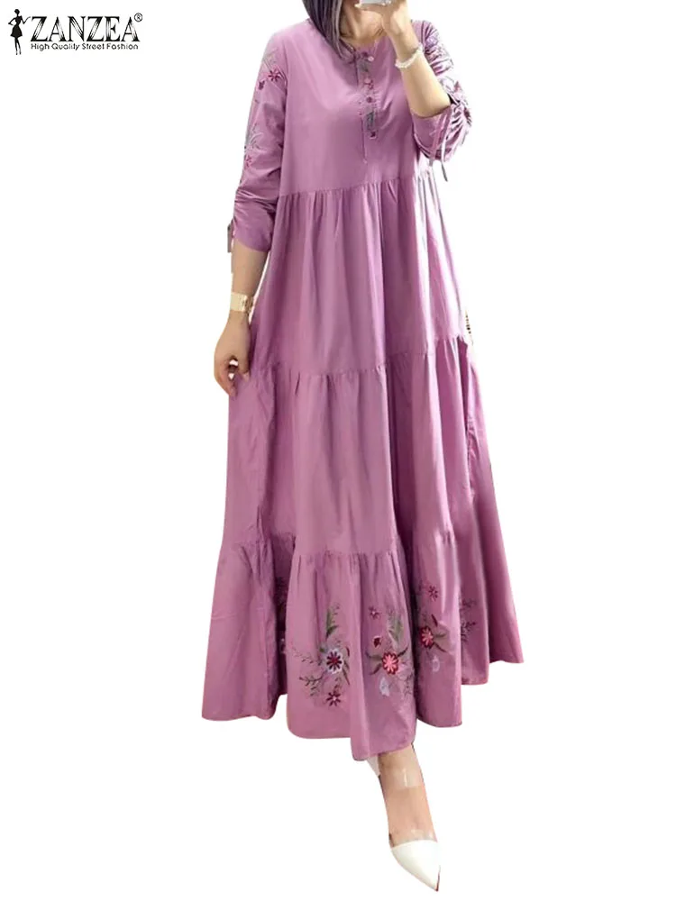 Floral Abaya with Three-Quarter Sleeves