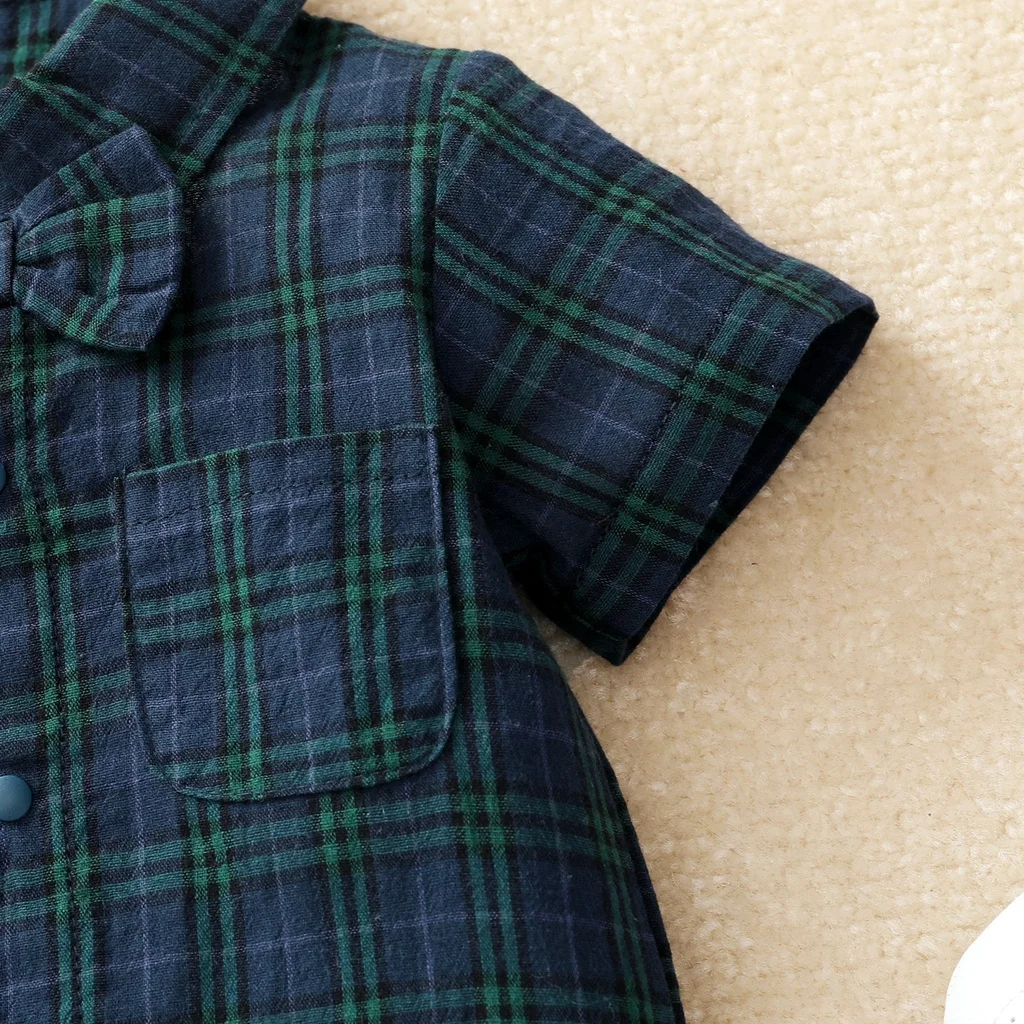 Baby Short Sleeve Jumpsuit with Bow