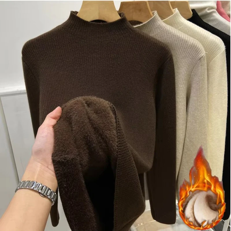 Elegant Velvet Turtleneck Winter Sweater