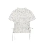 Plaid Blouse and Skirt Set with Embroidery and Bow — Image 2