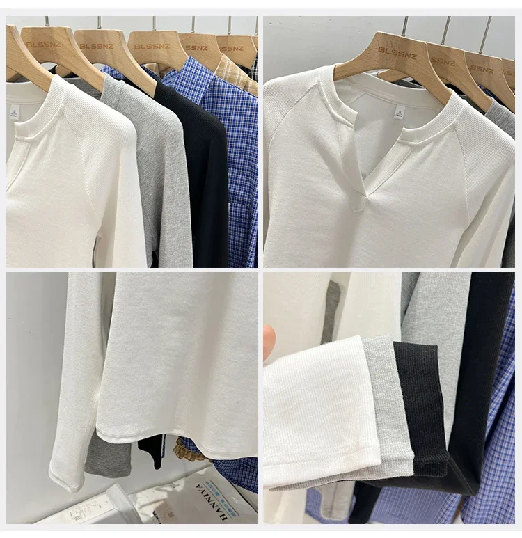 Slim-Fit Long Sleeve V-Neck T-Shirt — Image 8