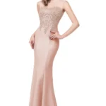 Sweetheart Mermaid Evening Dress with Gold Lace Embroidery — Image 6