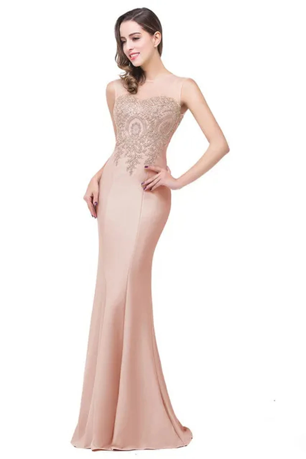 Sweetheart Mermaid Evening Dress with Gold Lace Embroidery