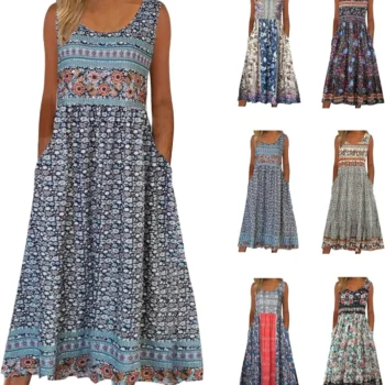 Boho Floral Sleeveless Summer Dress