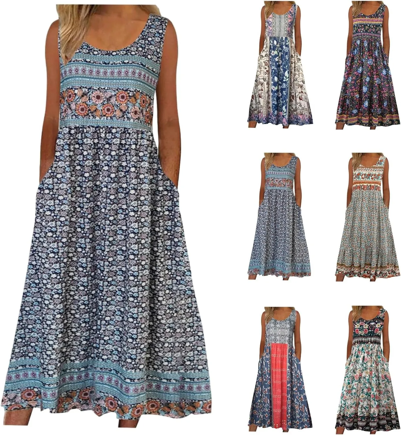 Boho Floral Sleeveless Summer Dress
