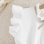 Girls' White Dress with Khaki Skirt — Image 5