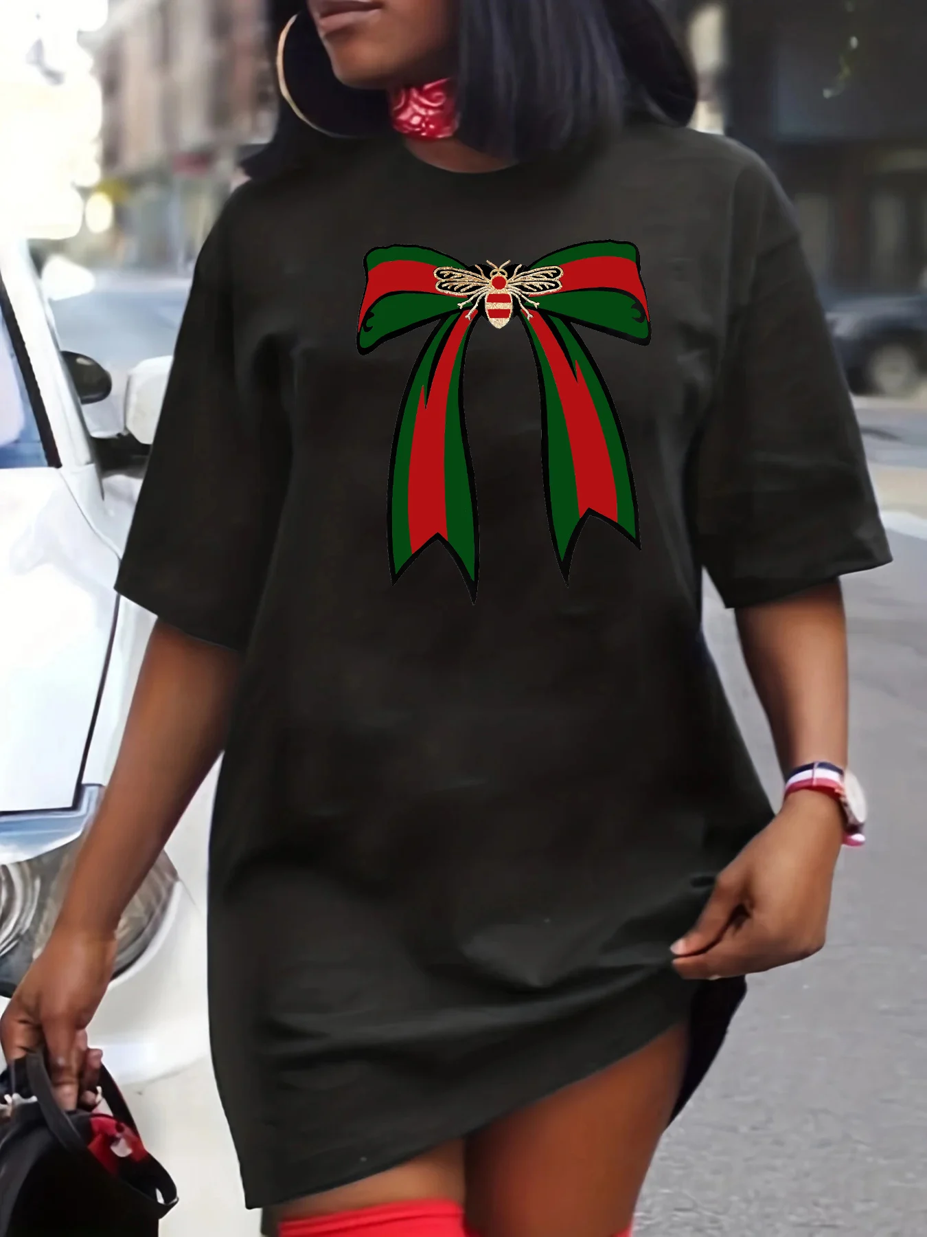 Loose Casual Dress with Bow