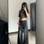 جينز بخصر عالٍ وساق مستقيمة واسعة — صورة 3