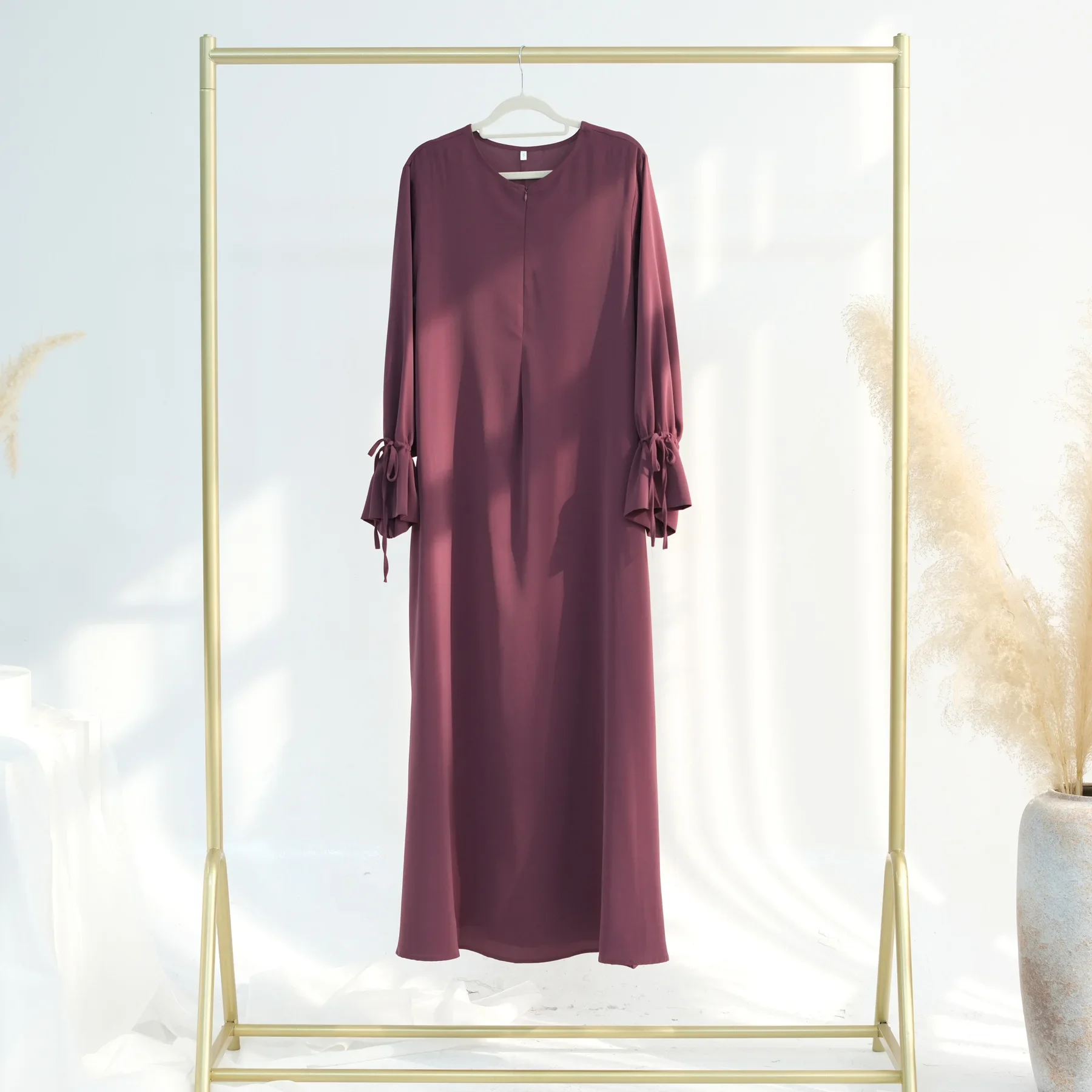 Solid Black Abaya with Waist Tie