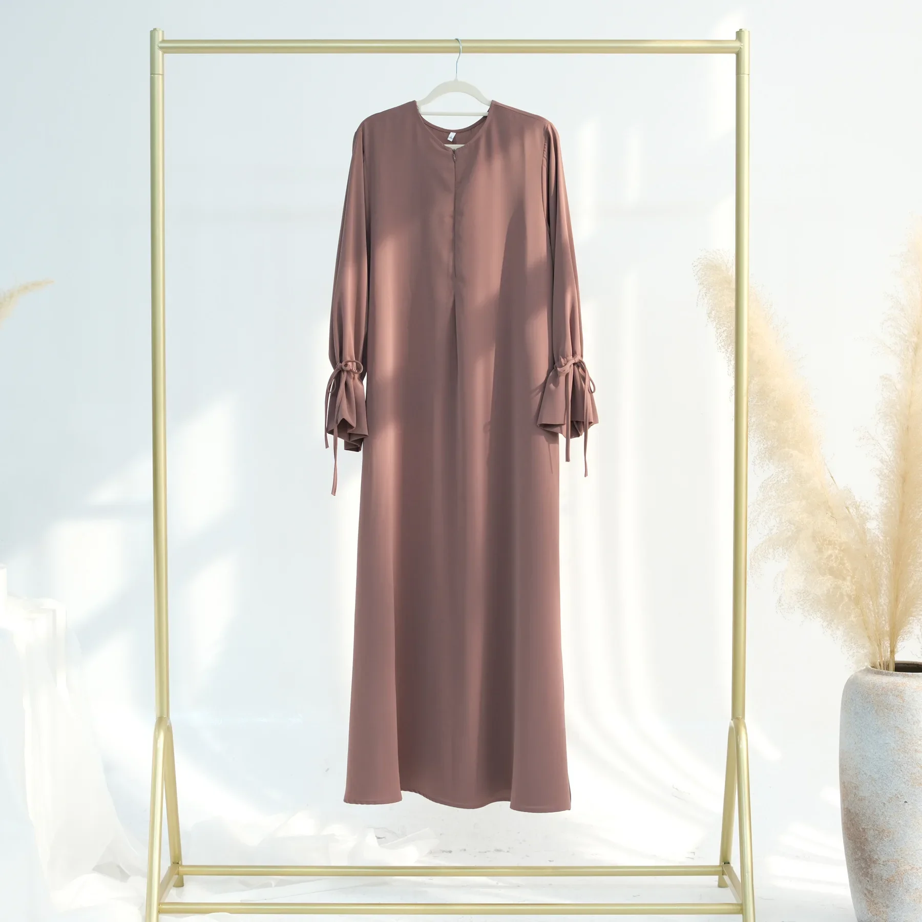 Solid Black Abaya with Waist Tie