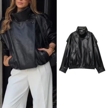 Loose Autumn Faux Leather Jacket
