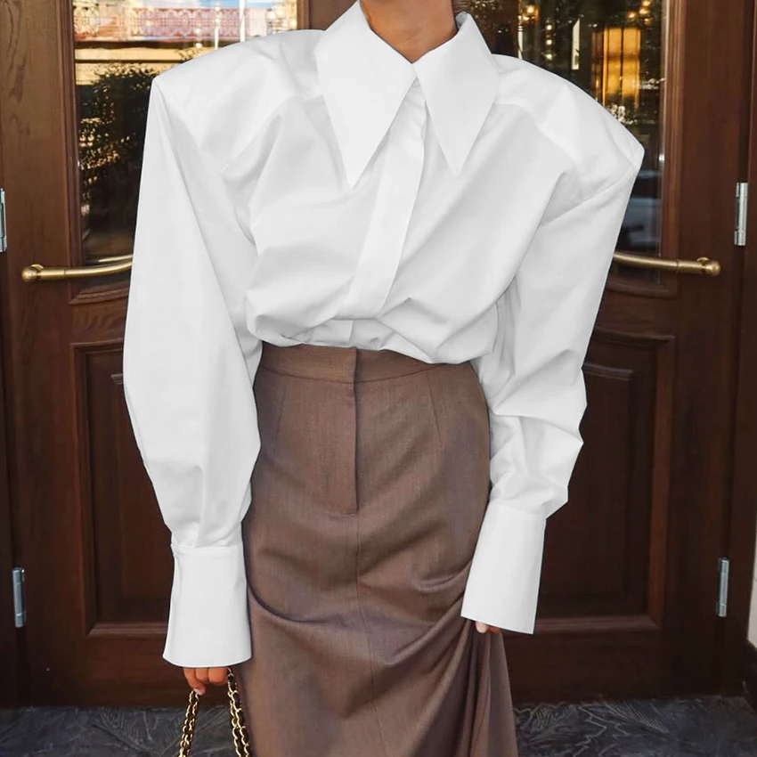 White Puff Sleeve Work Shirt