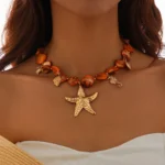 Boho Summer Asymmetric Necklace with Chain — Image 3