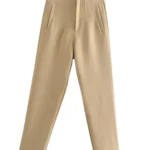 High Waist Straight Pants with Pockets and Front Zipper — Image 4
