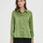 Solid Silk Long Formal Shirt — Image 3