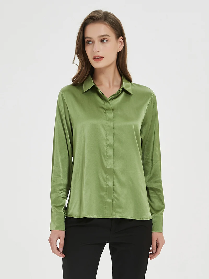 Solid Silk Long Formal Shirt