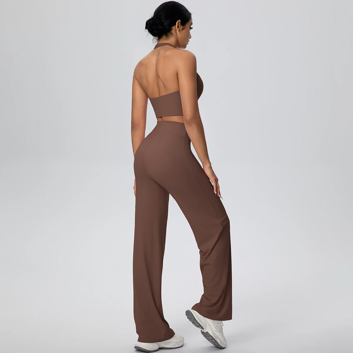 2-Piece Halter Neck Sports Set with High Waist Pants