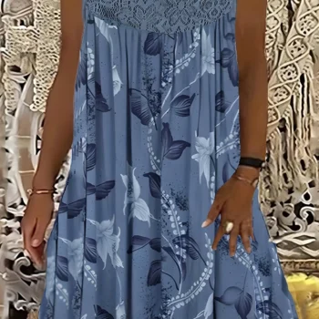 فستان A بياقة دائرية بلا أكمام