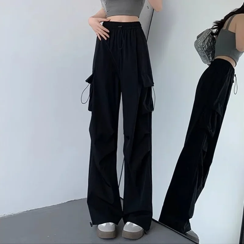 Summer Wide-Leg Cargo Pants with Pockets