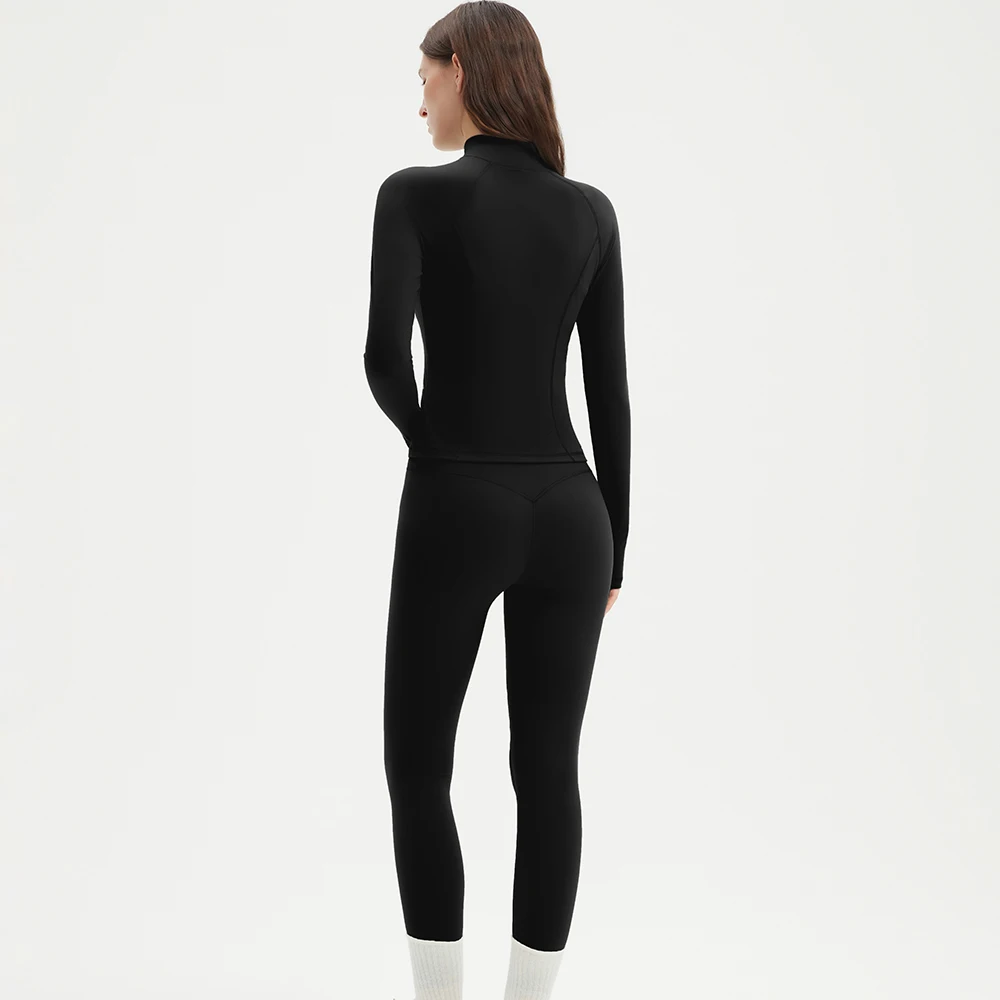 Solid Long Sleeve Set with Zipper