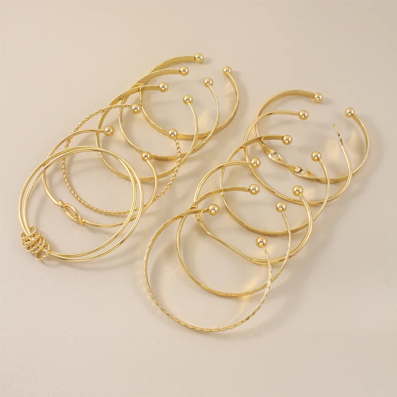 12-Piece Layered Open Bracelet Set