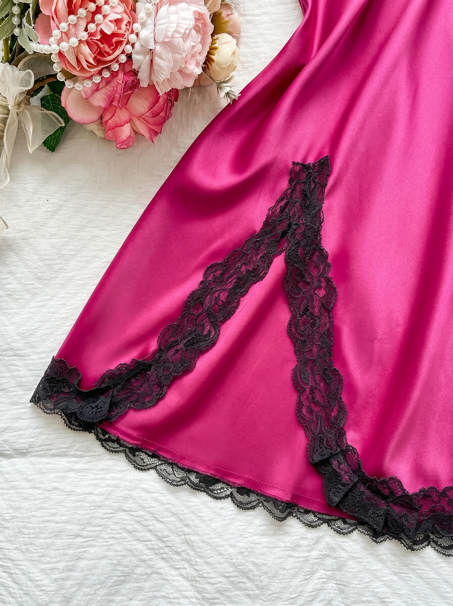 Elegant V-Neck Lace Nightgown