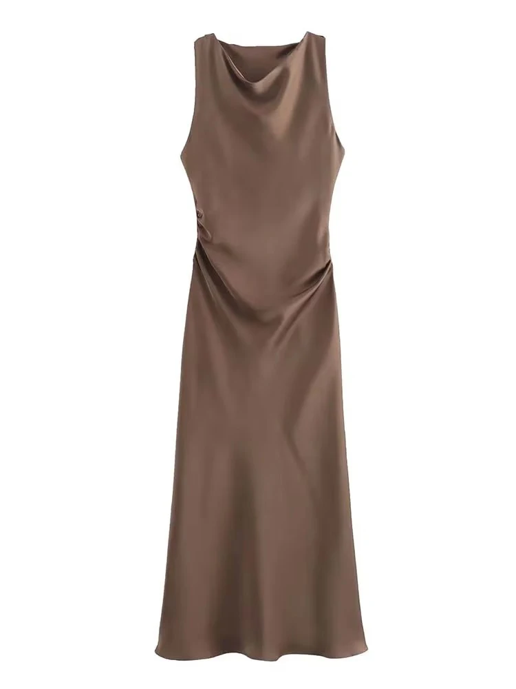 Strappy Satin Midi Dress