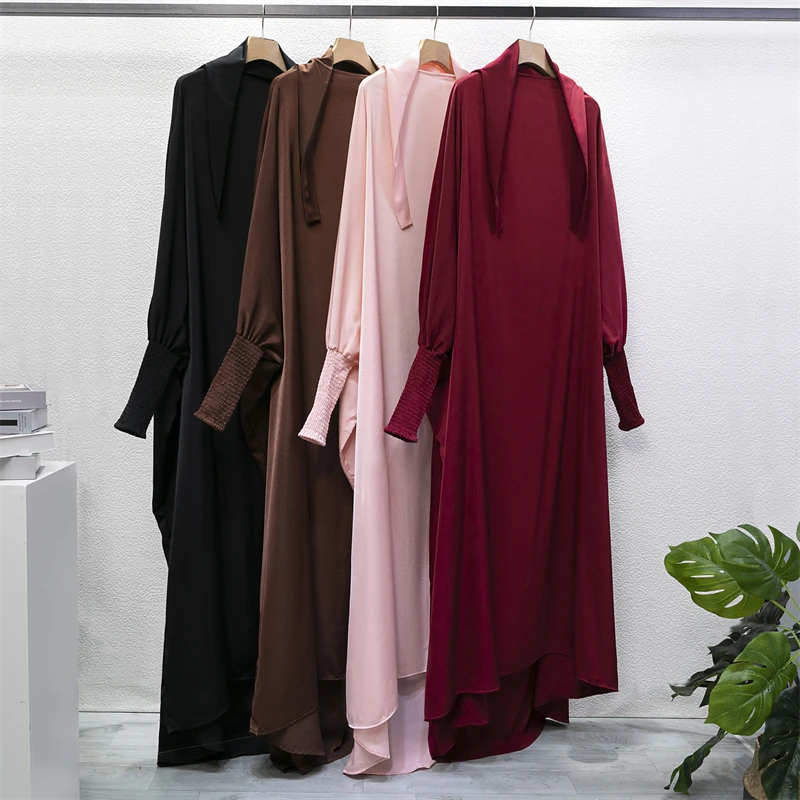 Prayer Abaya with Hood and Ruffled Sleeves