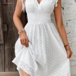 V-Neck Dress with Ruffled Sleeves