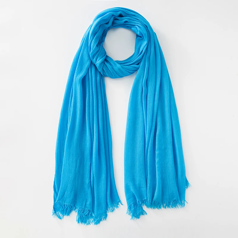 Solid Cotton Hijab with Fringe — Image 49