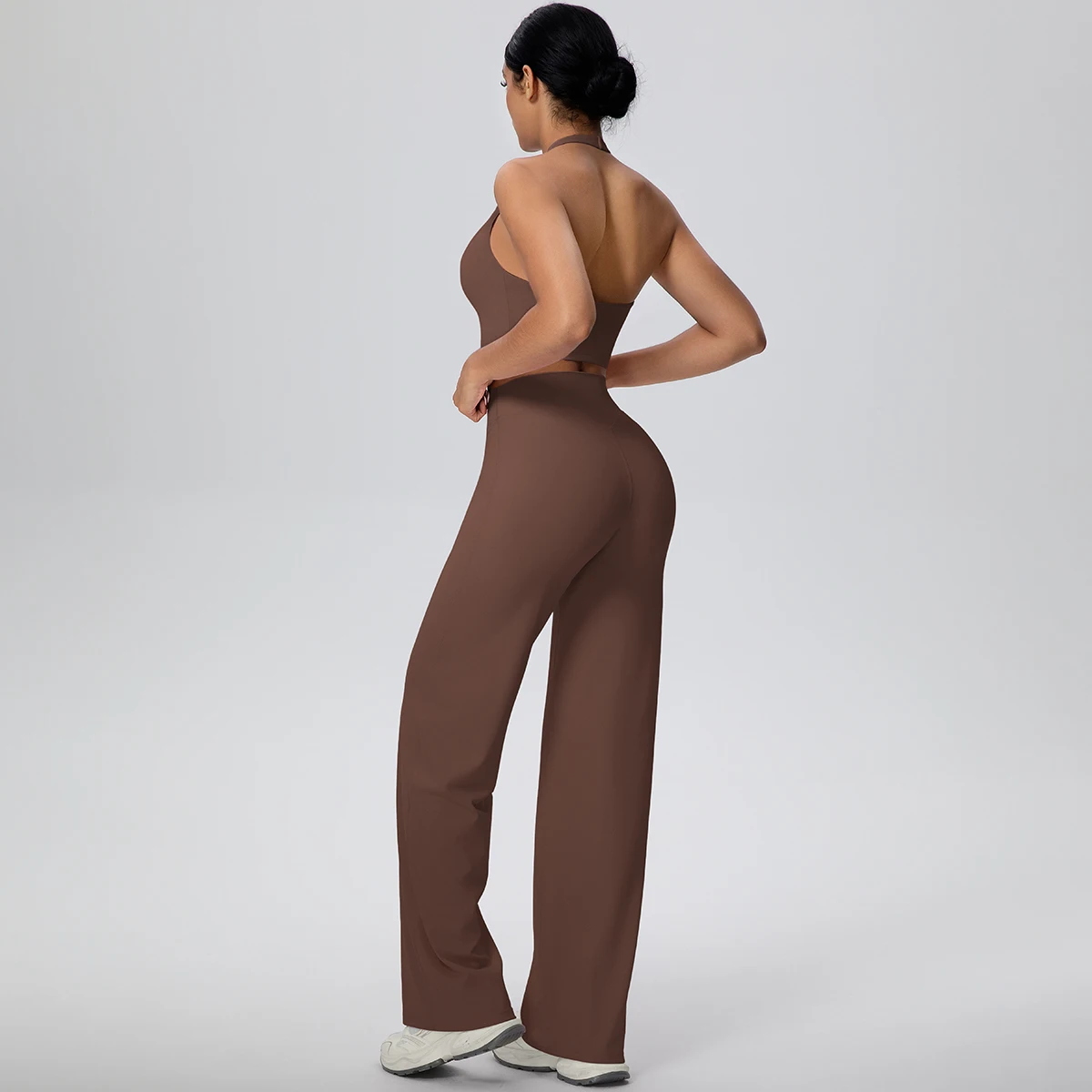 2-Piece Halter Neck Sports Set with High Waist Pants