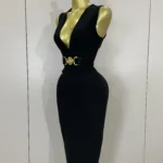 Bodycon Sleeveless V-Neck Dress — Image 3