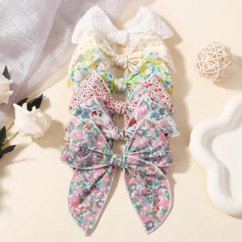 6-Piece Floral Hair Clip with Bow
