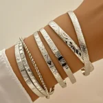 7-Piece Engraved Metal Bracelet Set — Image 5